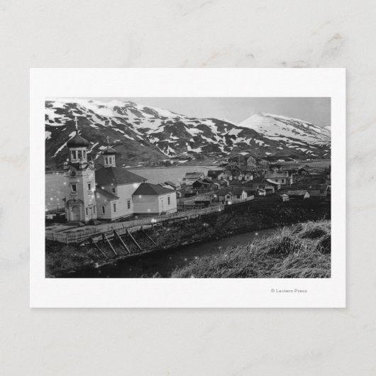 Stadtansicht von Unalaska, Alaska-Foto Postkarte (Vorderseite)