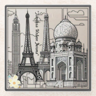 "Stadtansichten und Linien" Glasuntersetzer