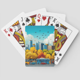 Stadtarchitektur Illustration Wasserfarbe Zeichnen Spielkarten