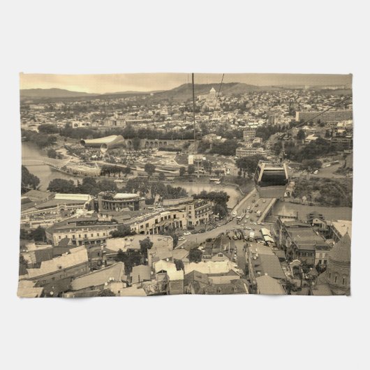 Stadtarchitektur Tiflis Georgia Geschirrtuch (Horizontal)