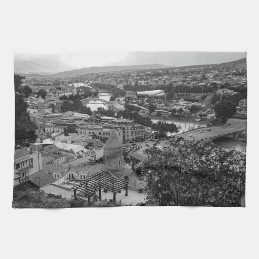 Stadtarchitektur Tiflis Georgia Geschirrtuch (Horizontal)