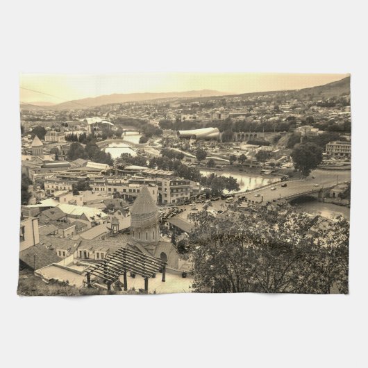Stadtarchitektur Tiflis Georgia Geschirrtuch (Horizontal)
