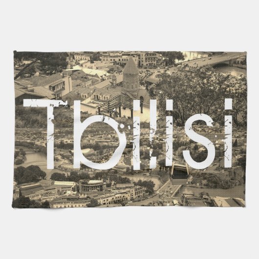 Stadtarchitektur Tiflis Georgia Geschirrtuch (Horizontal)