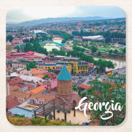 Stadtarchitektur Tiflis Georgia Rechteckiger Pappuntersetzer