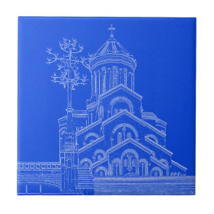 Stadtarchitektur Tiflis Georgia Sketch Fliese
