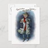 Stadtausrufer begrüßt das neue Jahr Feiertagspostkarte (Vorne/Hinten)