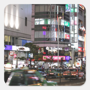 Stadtbesichtigung von Tokio Quadratischer Aufkleber