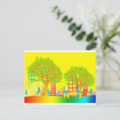 Stadtbewohner ragen farbenfroh über das Schicksal Postkarte (Stehend Vorderseite)