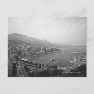 Stadtbild am Hafen B&W erhöhte Aussicht Postkarte