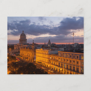 Stadtbild bei Sonnenuntergang, Havanna, Kuba Postkarte