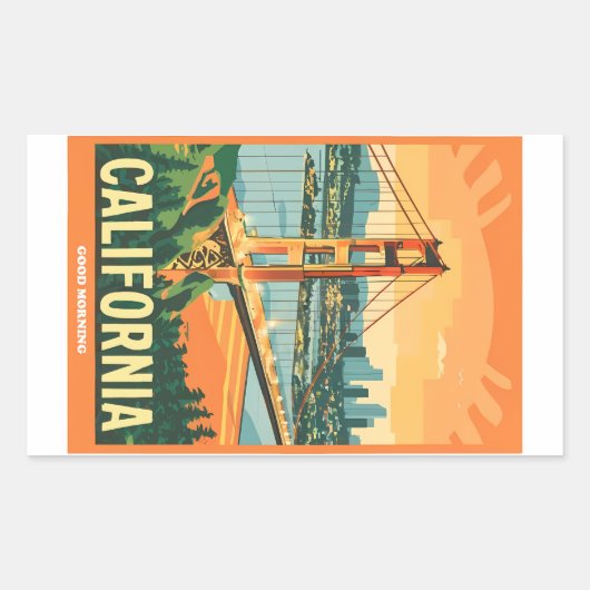 Stadtbild California Blickfang Vector Design Rechteckiger Aufkleber (Vorderseite)