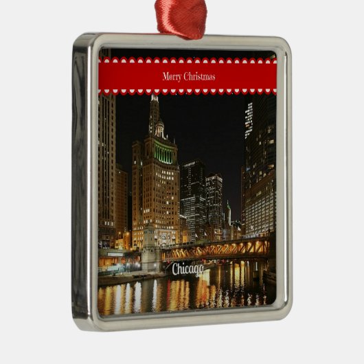 Stadtbild Chicago, Weihnachtsgrüße, Ornament Aus Metall (Rechts)