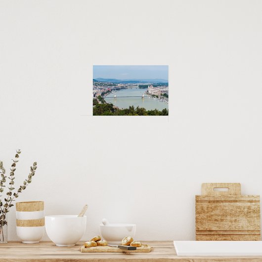 Stadtbild der Donau in Budapest - Ungarn Poster (Küche)