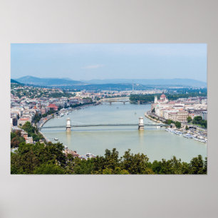 Stadtbild der Donau in Budapest - Ungarn Poster