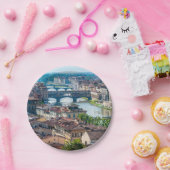 Stadtbild Florenz - Ponte Vecchio über dem Fluss A Pappteller (Party)