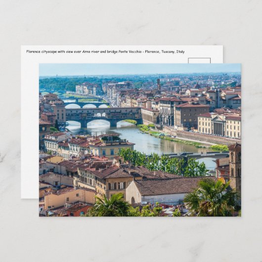 Stadtbild Florenz - Ponte Vecchio über dem Fluss A Postkarte (Vorne/Hinten)