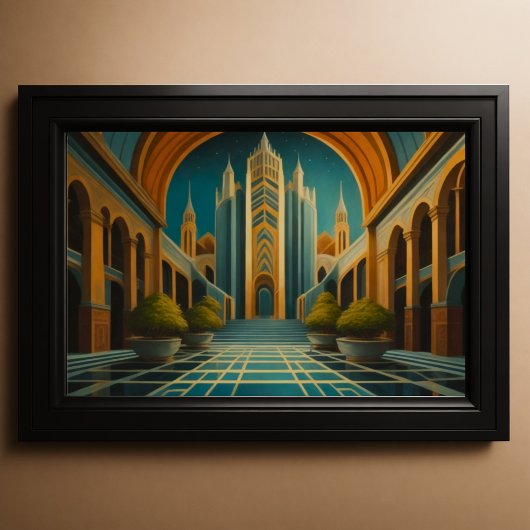 Stadtbild Geräumige Farben Art Deco Stil 3:2 Poster