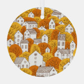 Stadtbild Herbst, Baumhäuser Muster. Ornament Aus Glas (Rückseite)