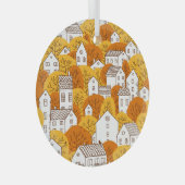 Stadtbild Herbst, Baumhäuser Muster. Ornament Aus Glas (Vorderseite Rechts)