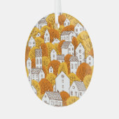 Stadtbild Herbst, Baumhäuser Muster. Ornament Aus Glas (Vorderseite links)
