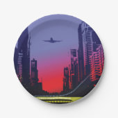 Stadtbild in der Abenddämmerung Pappteller (Vorderseite)