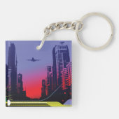 Stadtbild in der Abenddämmerung Schlüsselanhänger (Rückseite)