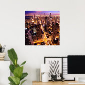 Stadtbild in der Nacht von Chicago Poster (Heimbüro)