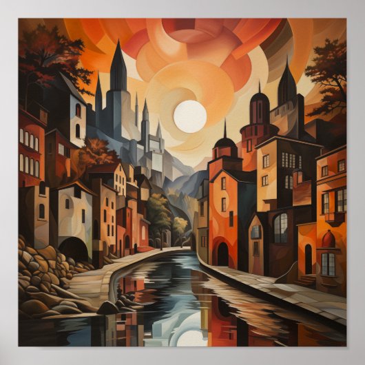 Stadtbild in warmen Tönen Poster (Vorne)