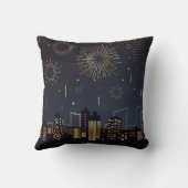 Stadtbild-Kontur mit Feuerwerk Kissen (Rückseite)