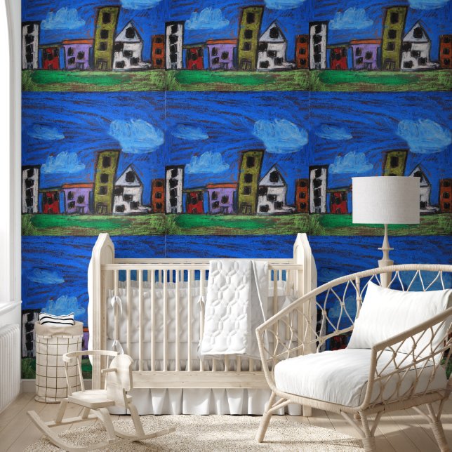 Stadtbild Kunst von Kindern Tapete (Kinder)