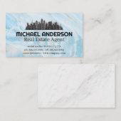 Stadtbild-Logo | Blauer Marmor Visitenkarte (Vorne/Hinten)