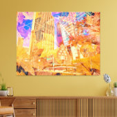 Stadtbild mit Herbstuntergang Überlaid Abstrakt Leinwanddruck (Insitu (Wohnzimmer))