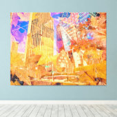 Stadtbild mit Herbstuntergang Überlaid Abstrakt Leinwanddruck (Insitu (Holzboden))