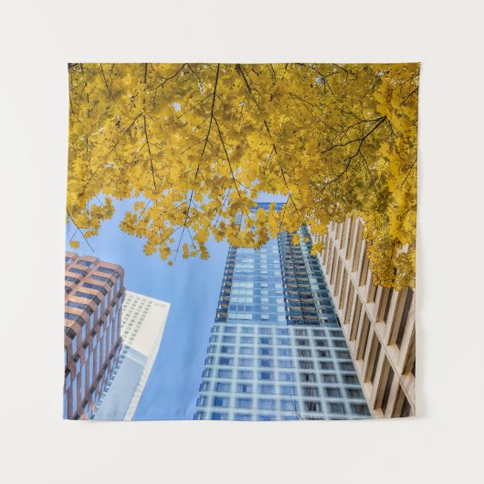 Stadtbild mit Herbstuntergang Wandteppich (Vorderseite (Horizontal))