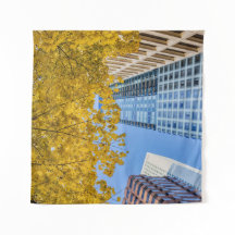 Stadtbild mit Herbstuntergang