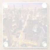 Stadtbild nachts von Chicago Glasuntersetzer (Rückseite)