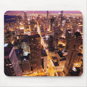 Stadtbild nachts von Chicago Mousepad