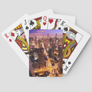 Stadtbild nachts von Chicago Spielkarten