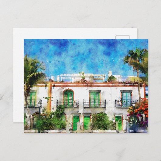 Stadtbild Puerto de Morgan auf Gran Canaria. Farbe Postkarte (Vorne/Hinten)