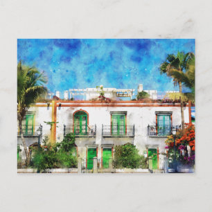Stadtbild Puerto de Morgan auf Gran Canaria. Farbe Postkarte
