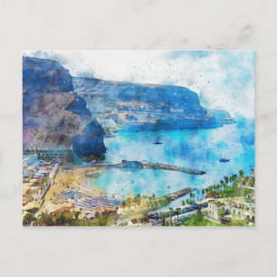 Stadtbild Puerto de Morgan auf Gran Canaria. Farbe Postkarte
