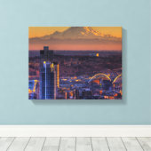 Stadtbild Seattle Downtown, Fußball Leinwanddruck (Insitu (Holzboden))