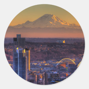 Stadtbild Seattle Downtown, Fußball Runder Aufkleber