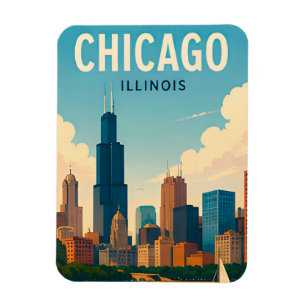 Stadtbild von Chicago Illinois am Seeufer Magnet