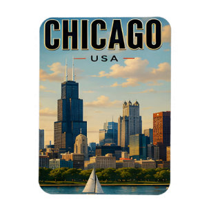 Stadtbild von Chicago Illinois Downtown Lakefront Magnet