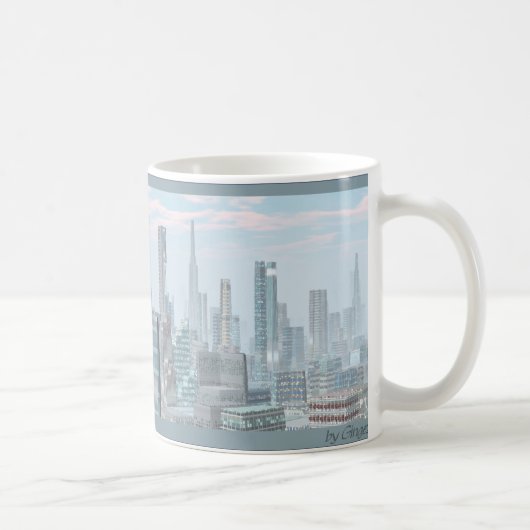 Stadtbild von der Planet Tranus Sci Fi Tasse (Rechts)