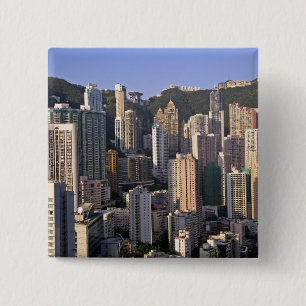 Stadtbild von Hongkong, China Button