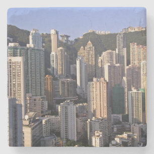 Stadtbild von Hongkong, China Steinuntersetzer