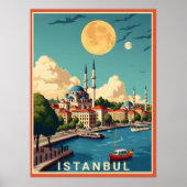 Stadtbild von Istanbul mit Vollmond Poster (Vorne)