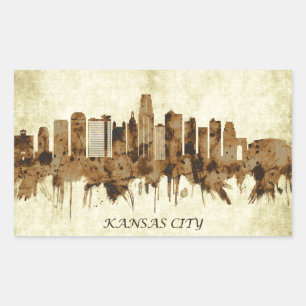 Stadtbild von Kansas City Missouri Rechteckiger Aufkleber